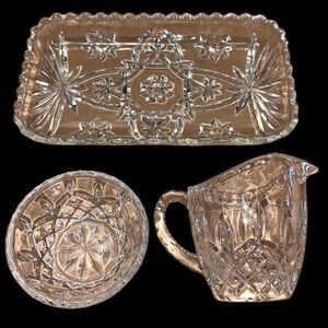SALE!!!   Crystal Cream and sugar set with Tray
